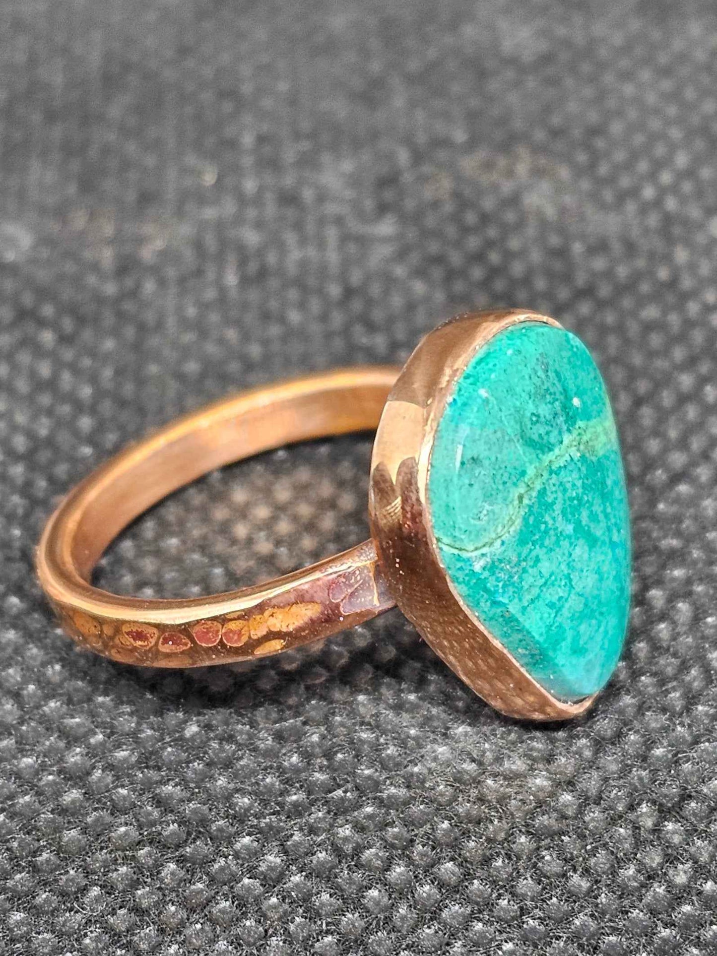 Handmade copper turquoise ring size 8