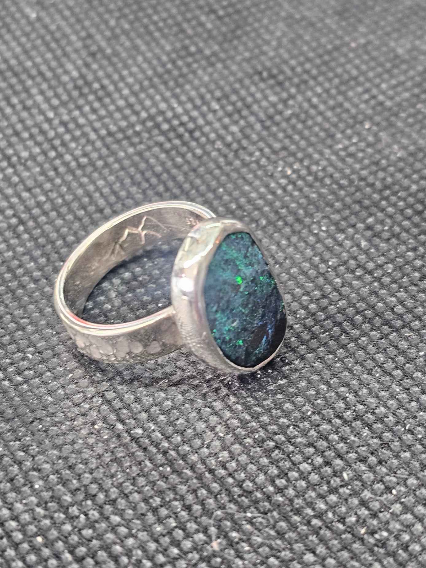 Silver Andamooka opal ring size 8