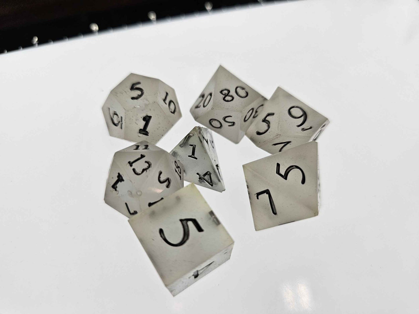The Legend of the Ghostly Quartz Polyhedral Dice Set