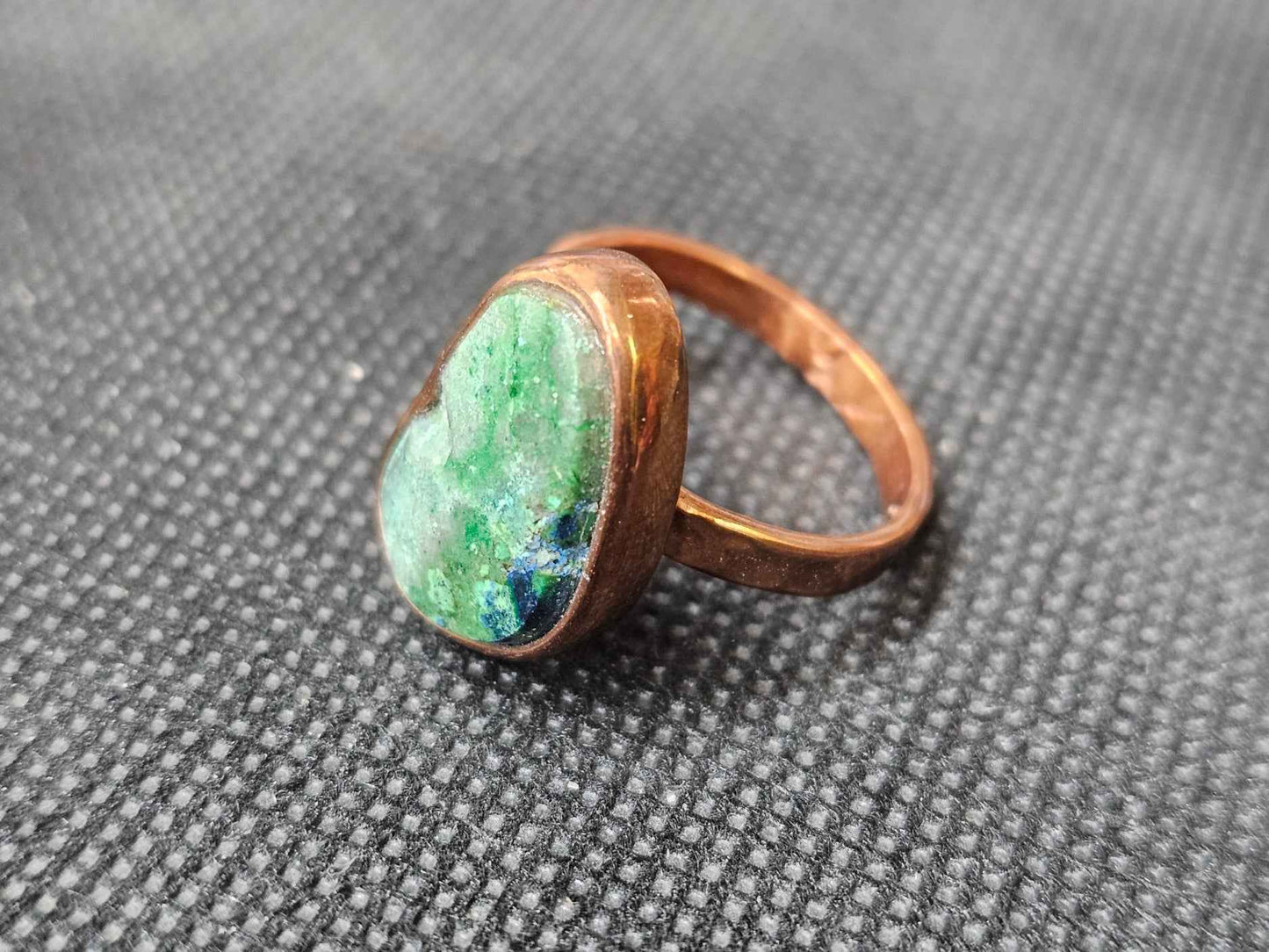 hand crafted azurite chrysocolla ring size 7