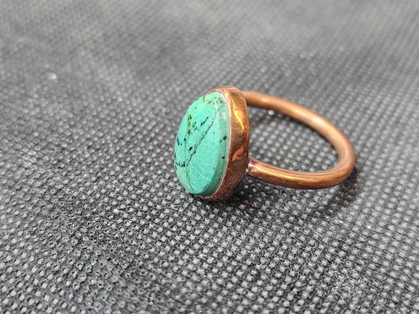 Handmade copper turquoise ring size 11