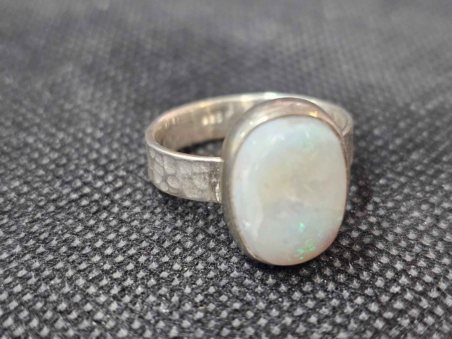 Handmade Silver Lightning Ridge Opal Ring size 8