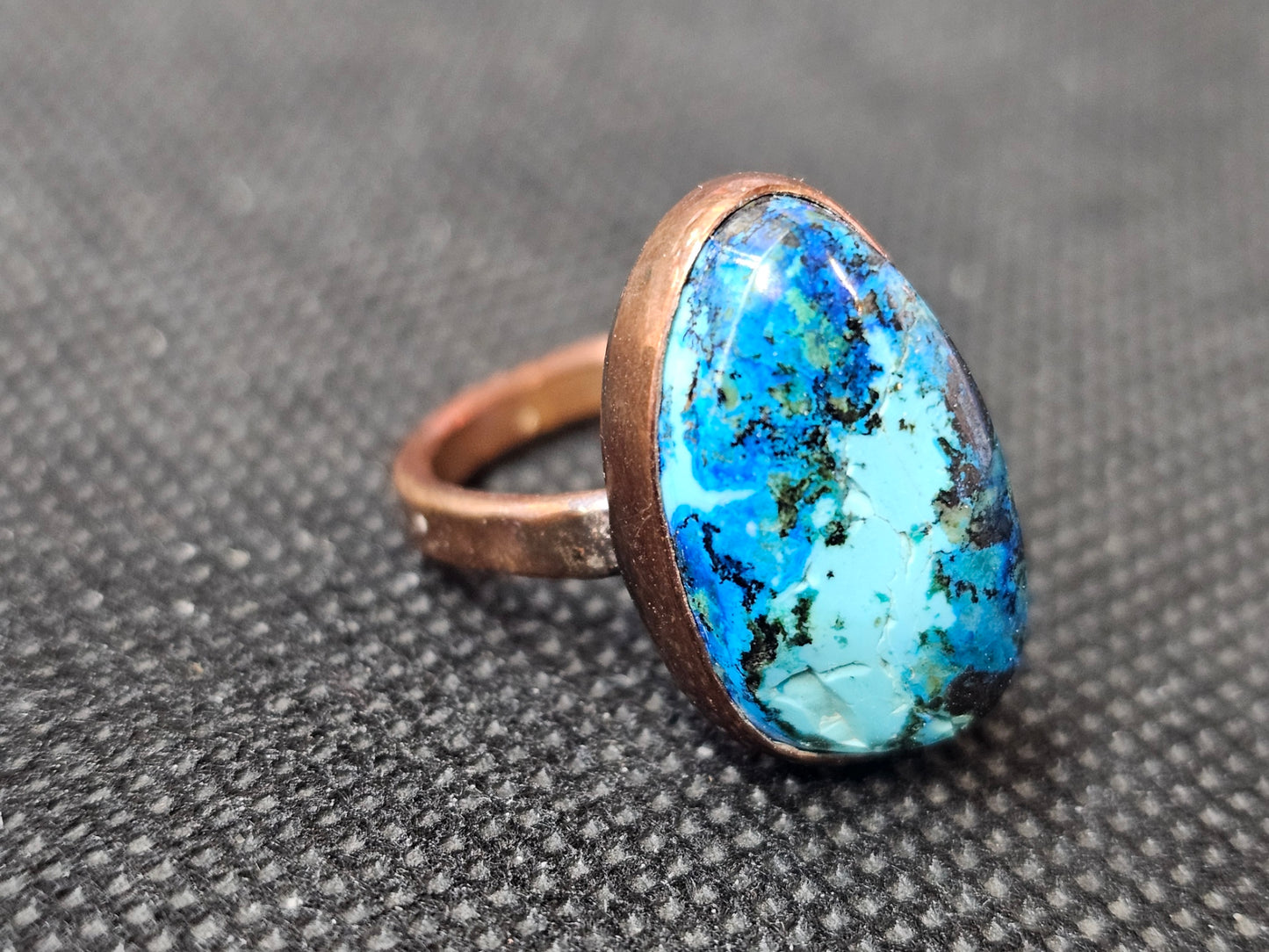 Handcrafted Copper Turquoise Ring (Size 7)
