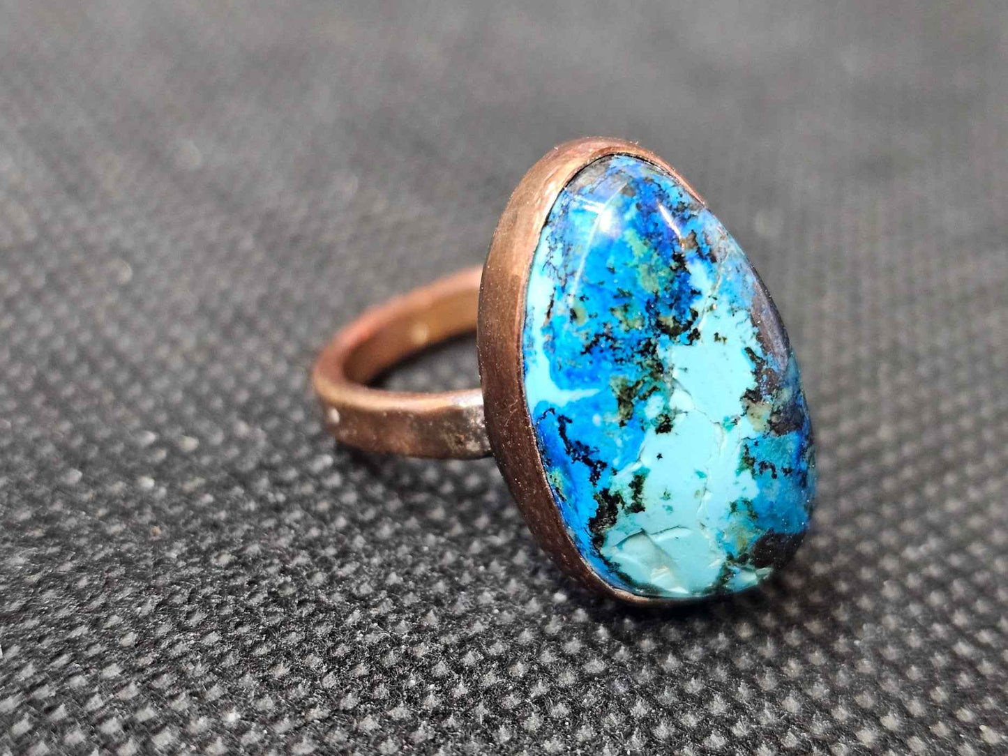 Handcrafted Copper Turquoise Ring (Size 7)