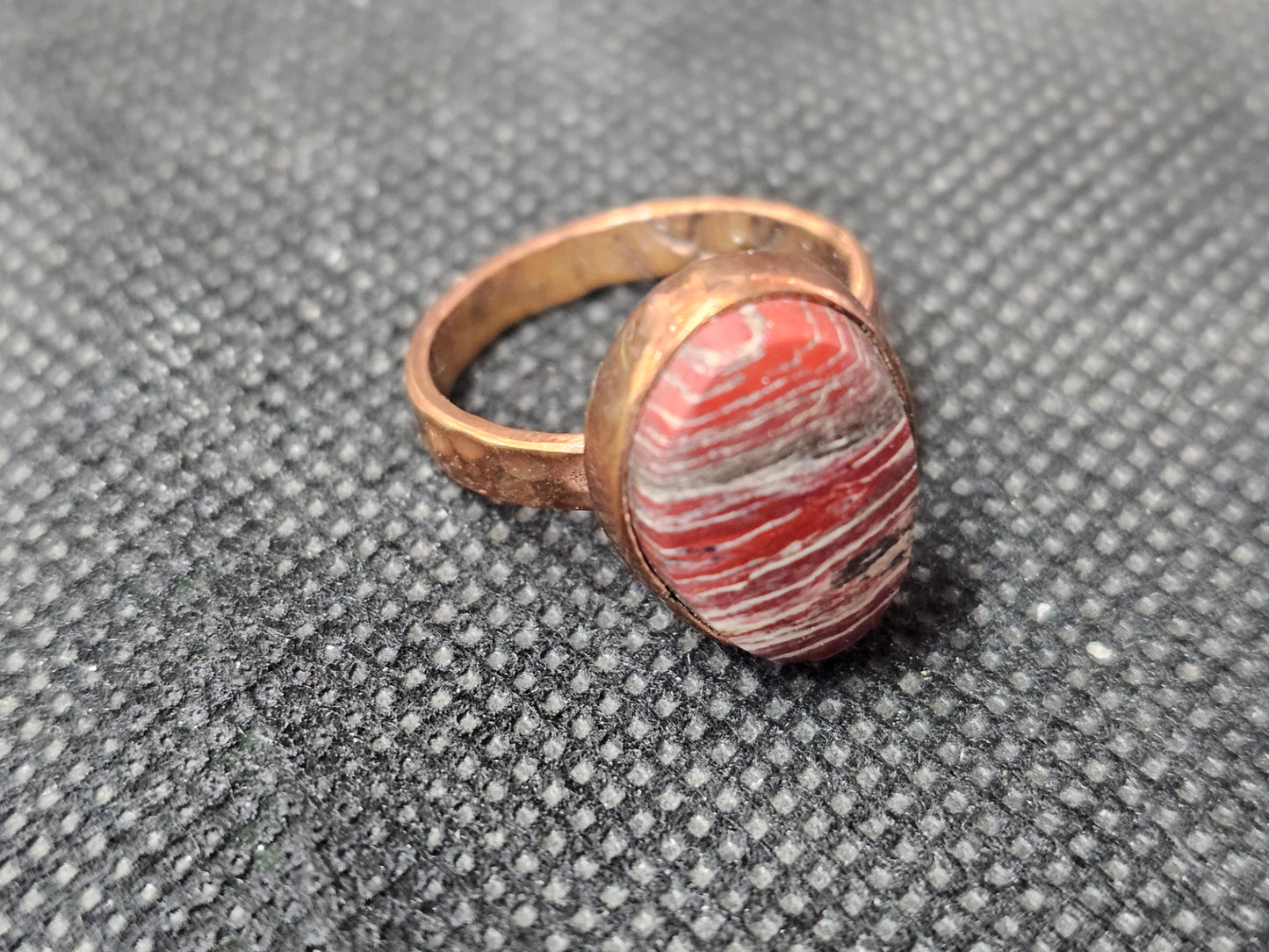Handmade Copper Red Jasper Ring - Size 6 Banded Statement Ring