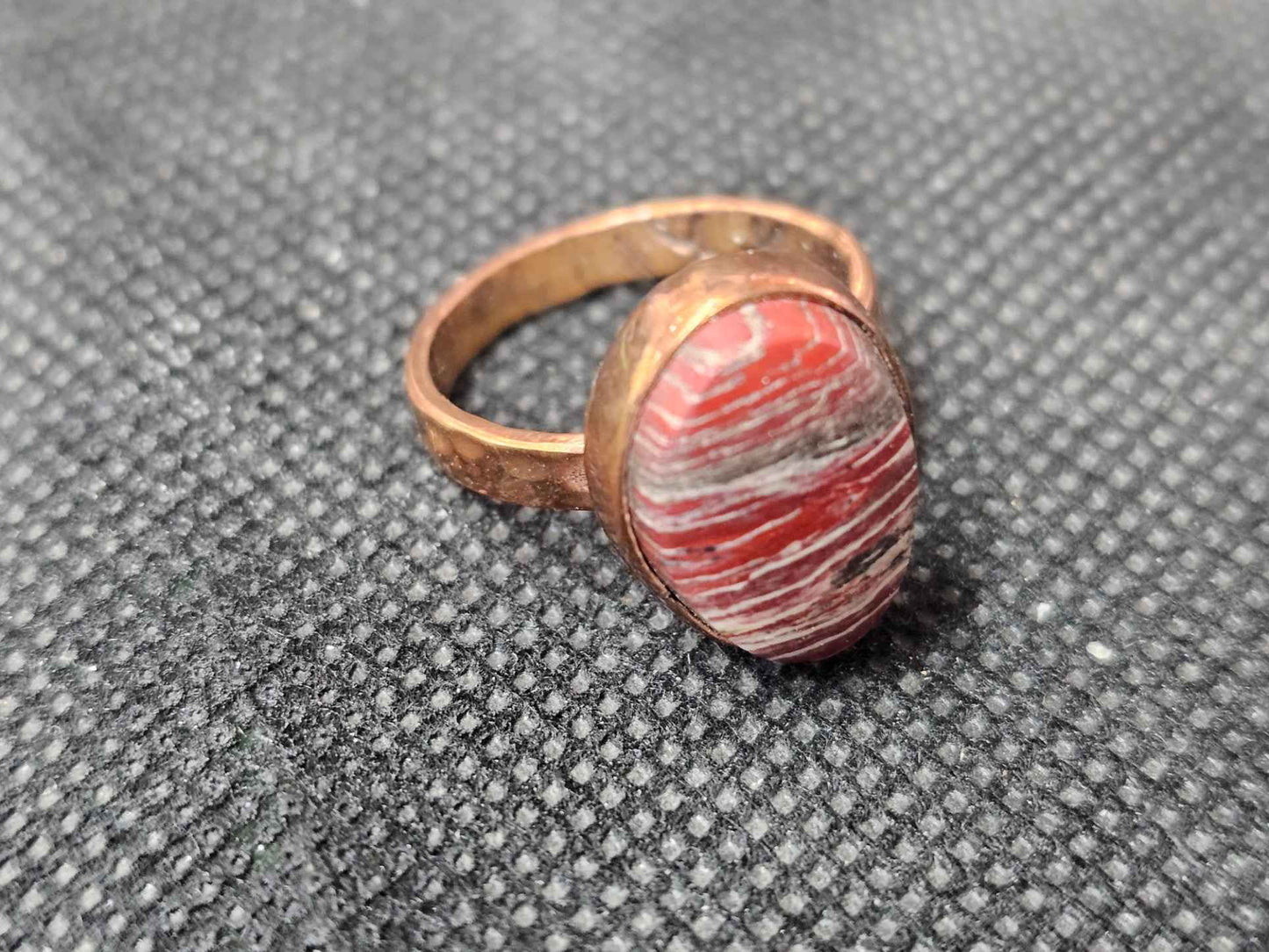 Handmade Copper Red Jasper Ring - Size 6 Banded Statement Ring
