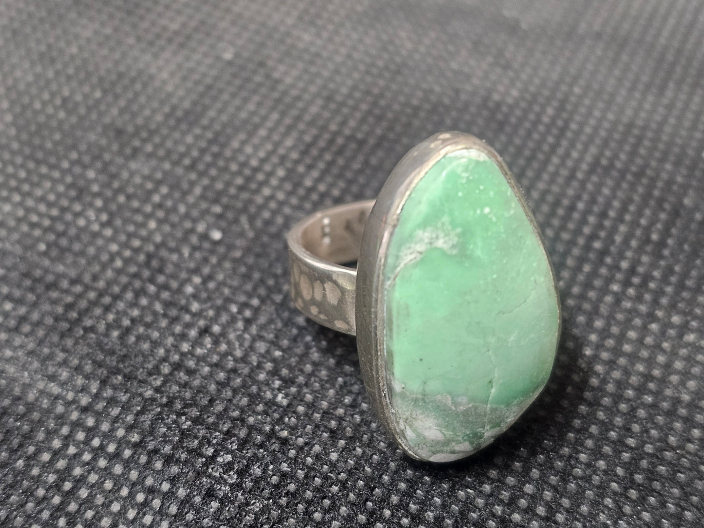Handmade Silver Variscite Ring - Size 8 Teardrop Gemstone Ring