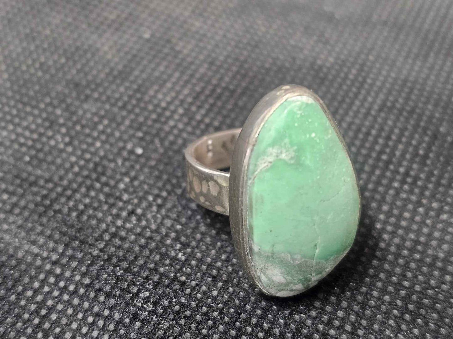 Handmade Silver Variscite Ring - Size 8 Teardrop Gemstone Ring