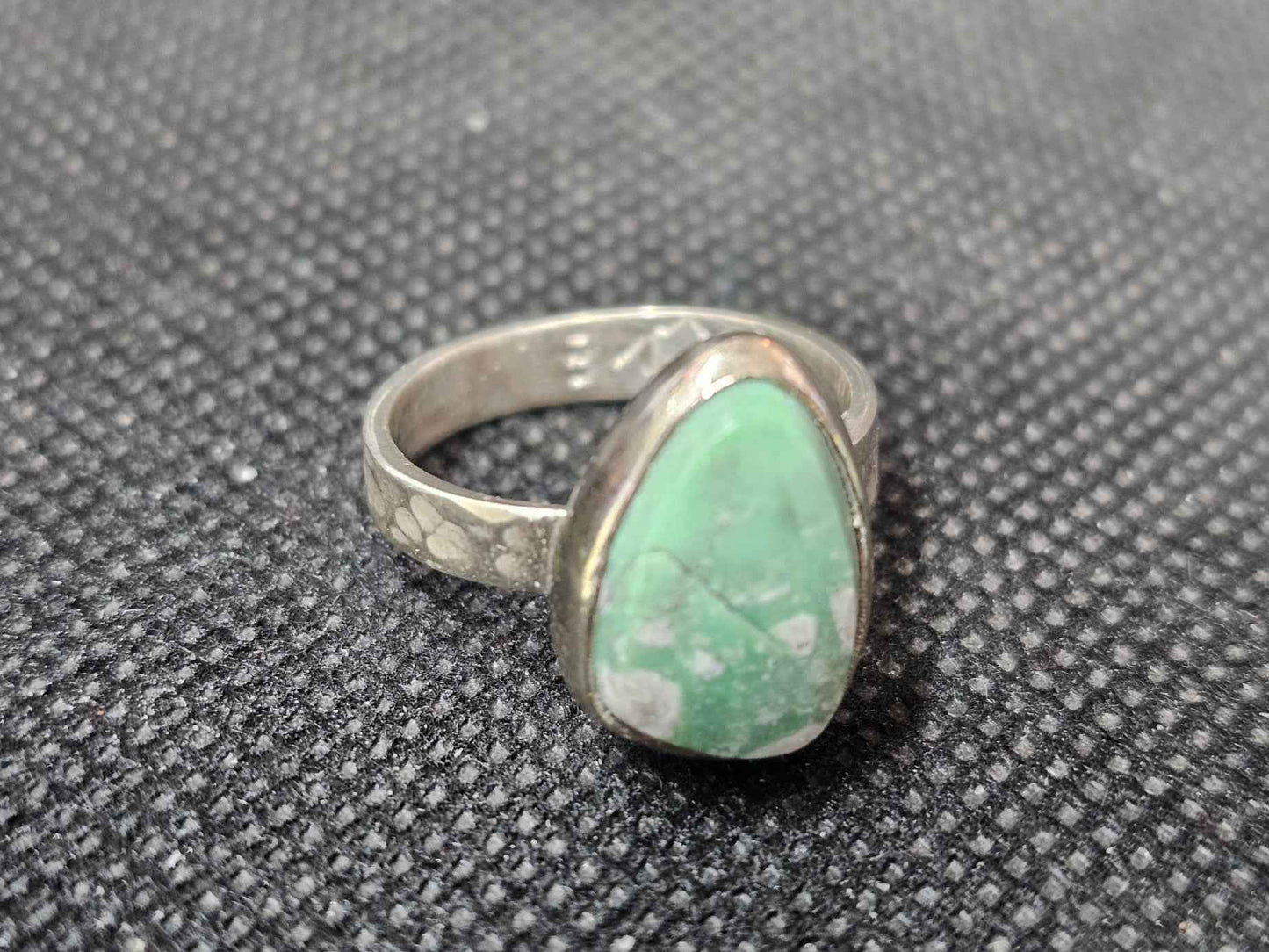 Handmade Silver Variscite Ring - Size 7 Teardrop Gemstone Ring