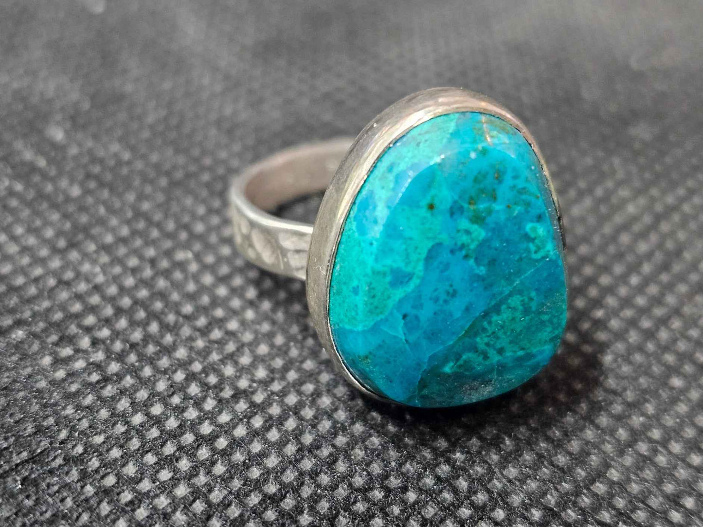 Natural Blue-Green Turquoise Silver Ring, Size 8 Pear Shaped Jewelry