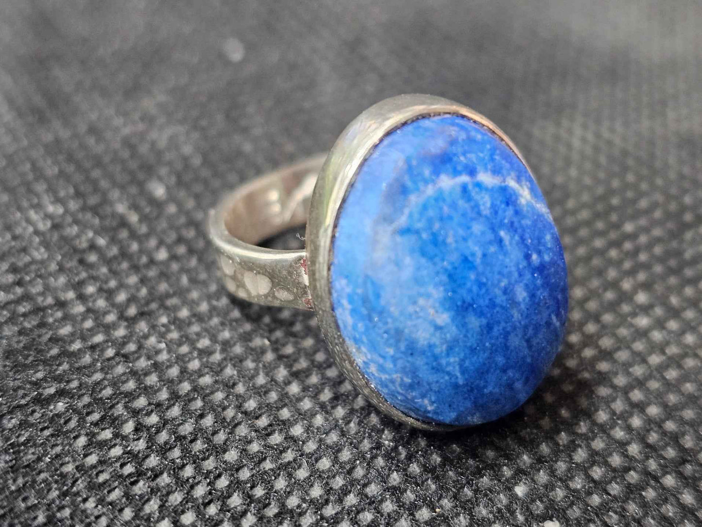 Handmade Silver Lapis Lazuli Ring - Size 7 Oval Statement Ring