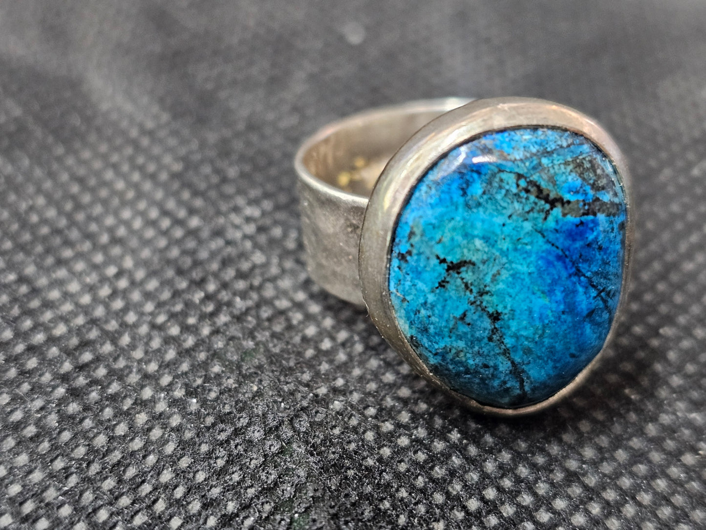 Natural Electric Blue Turquoise Silver Ring, Size 5.5 Organic Gemstone Jewelry