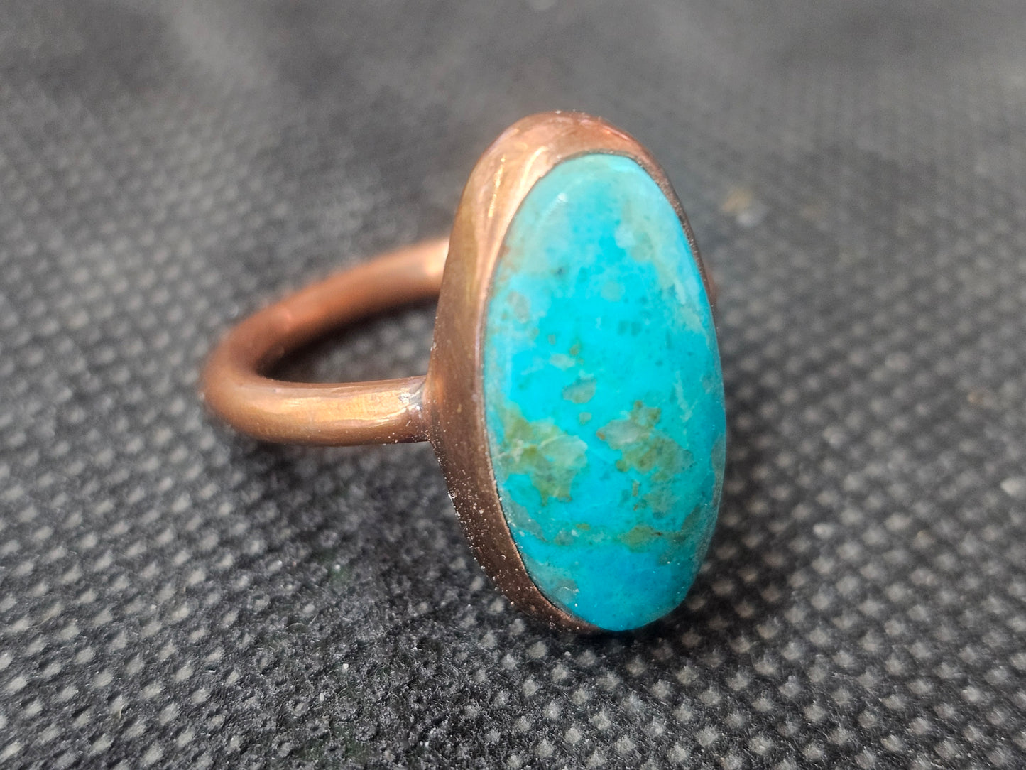 Natural Blue Turquoise Copper Ring, Size 8 Earthy Artisan Jewelry