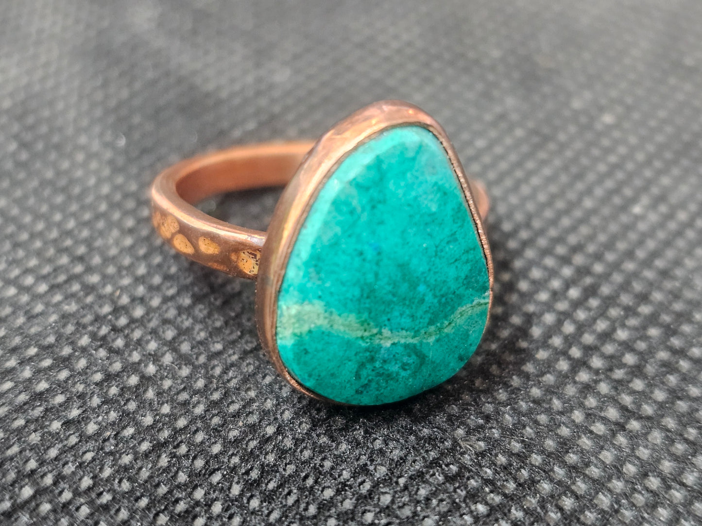Natural Blue-Green Turquoise Copper Ring, Size 8 Artisan Jewelry