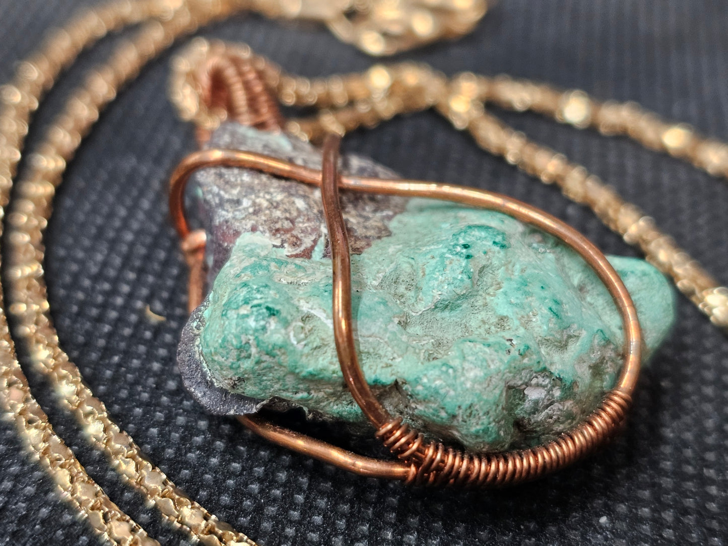 Raw Turquoise Nugget Copper Wire Wrapped Pendant | Ghost Mountain Minerals Handmade Jewelry
