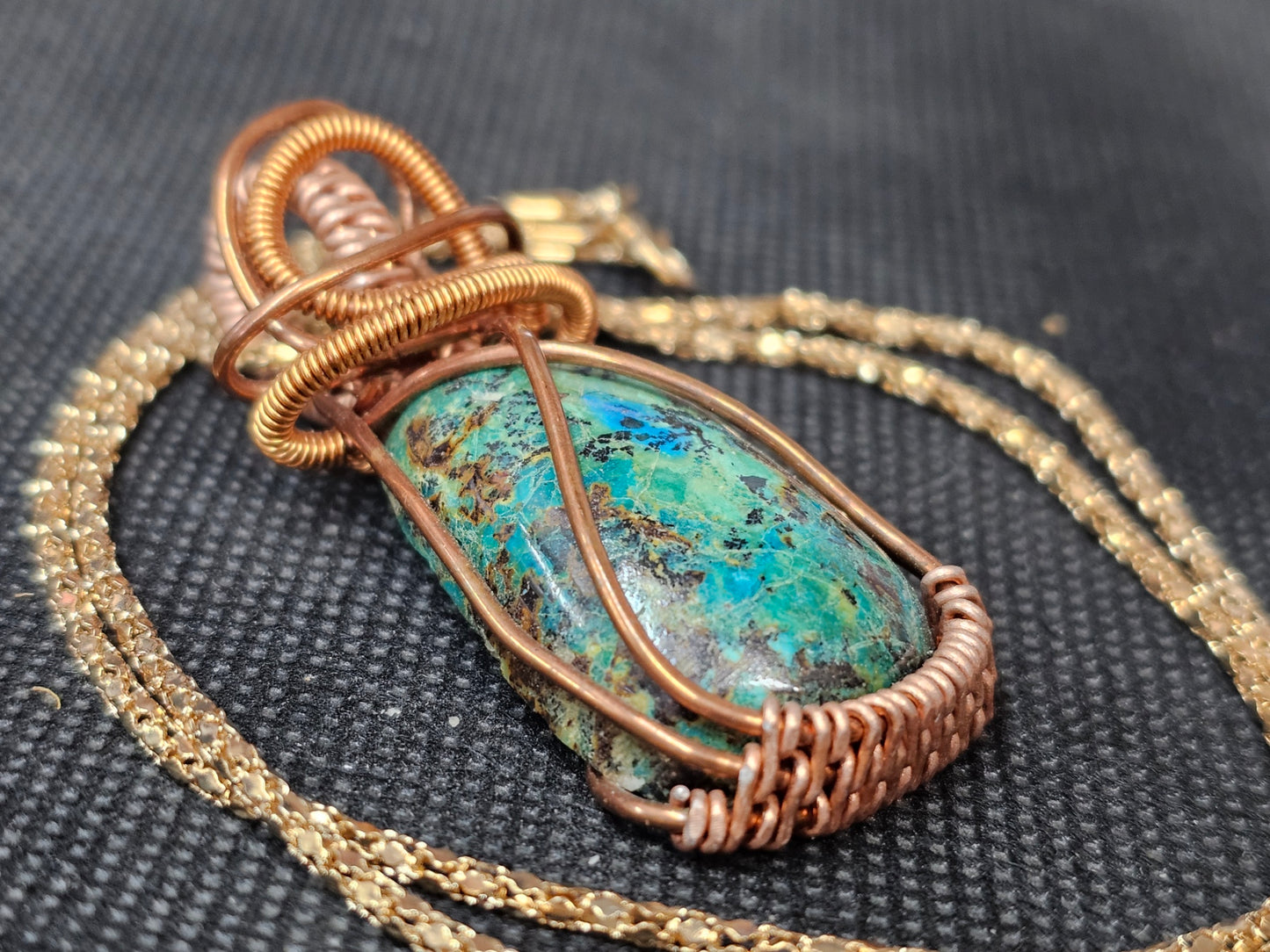 Turquoise & Chrysocolla Copper Wire Wrapped Jewelry | Rustic Earthy Statement Pendant | Ghost Mountain Minerals