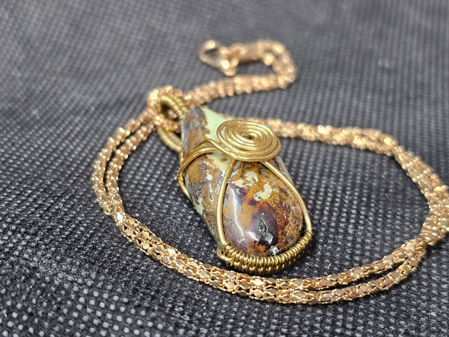 Gold-Filled Wire-Wrapped Spotted Dick Jasper Pendant | Ghost Mountain Minerals