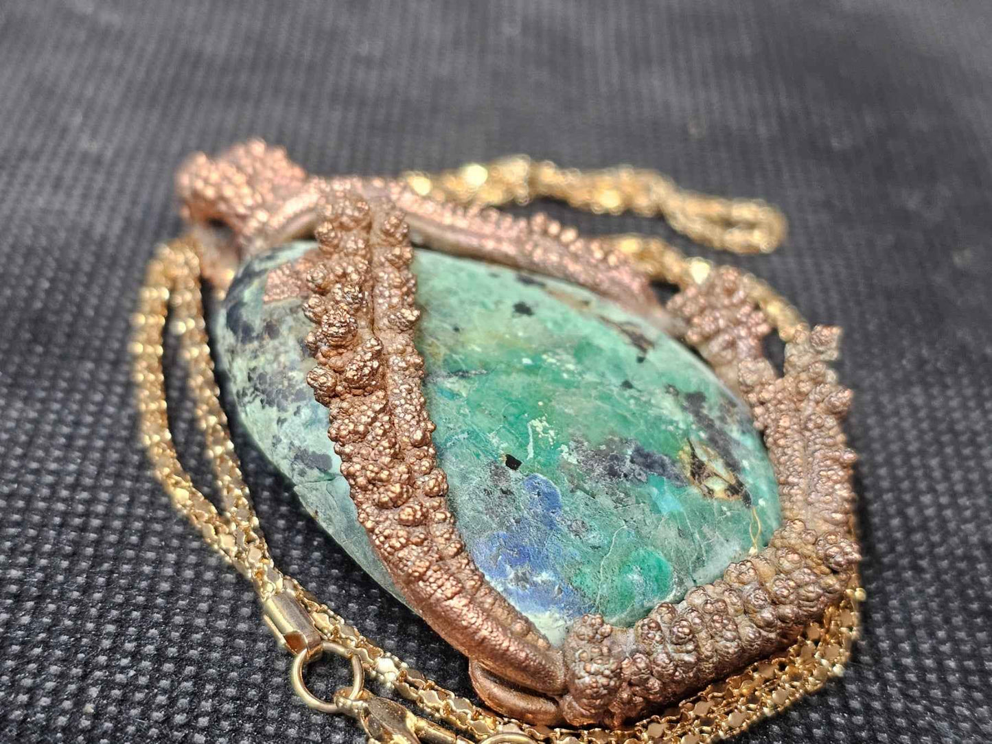 Large Teardrop Electroformed Copper Turquoise Pendant | Ghost Mountain Minerals