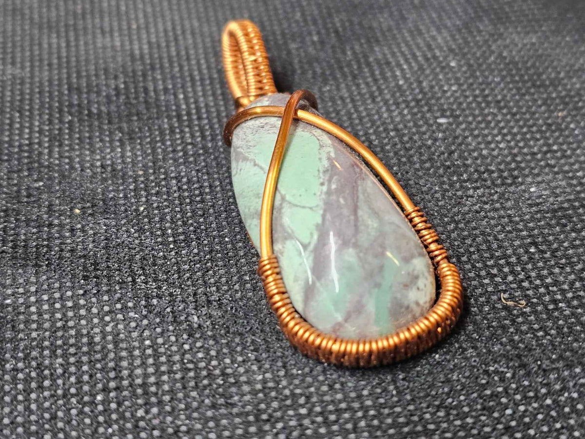 Wire Wrapped Turquoise Pendant in Copper | Ghost Mountain Minerals