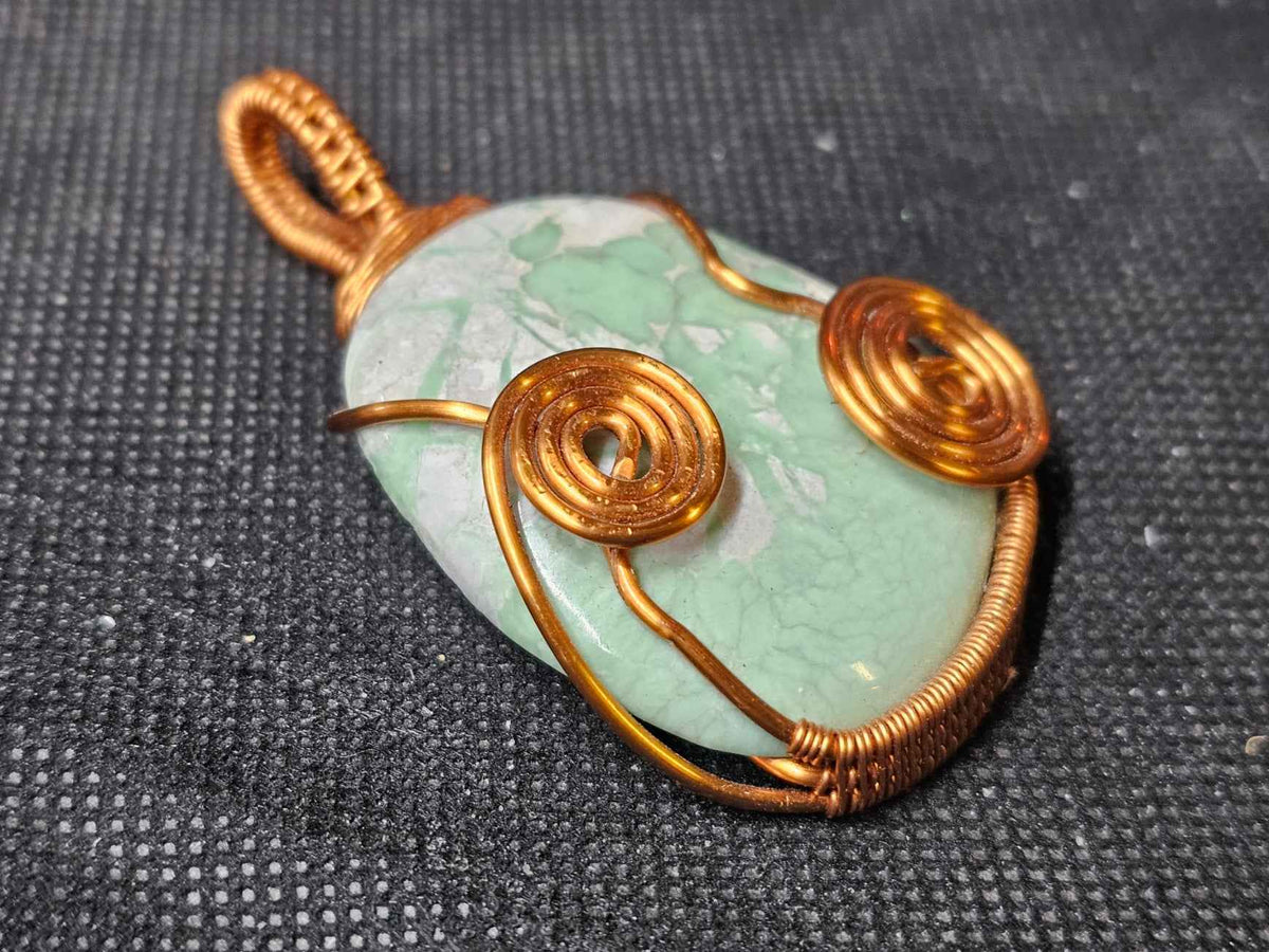Copper Wire Wrapped Variscite Pendant | Ghost Mountain Minerals