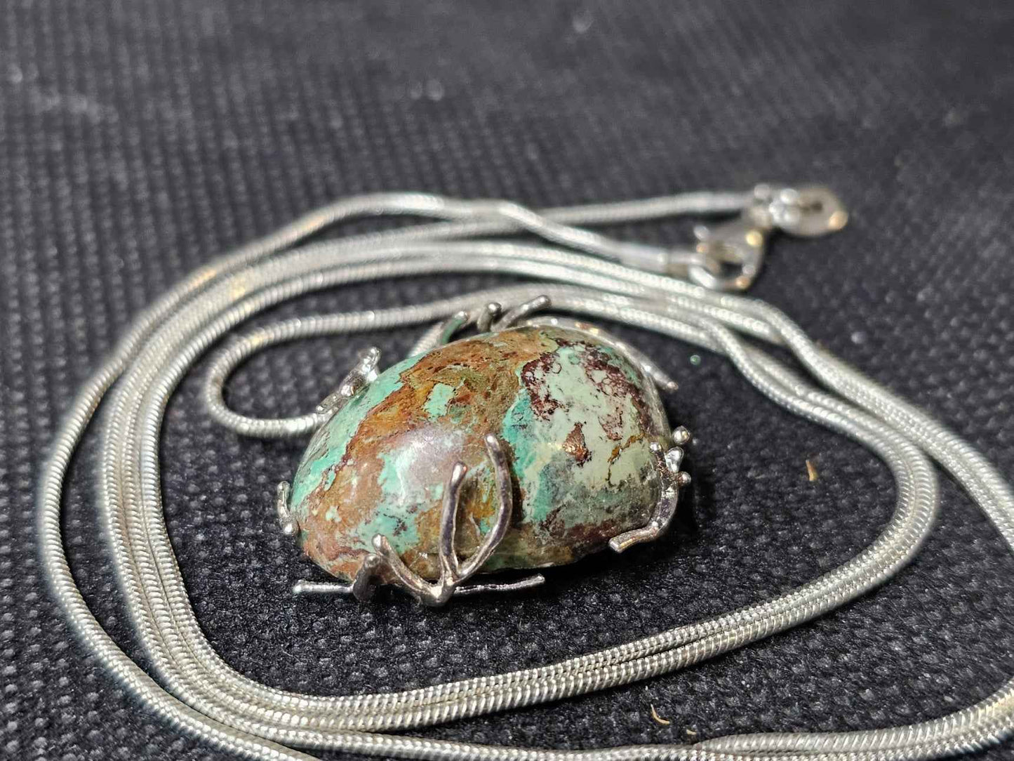 Silver Branch Cast Chrysocolla Pendant | Ghost Mountain Minerals