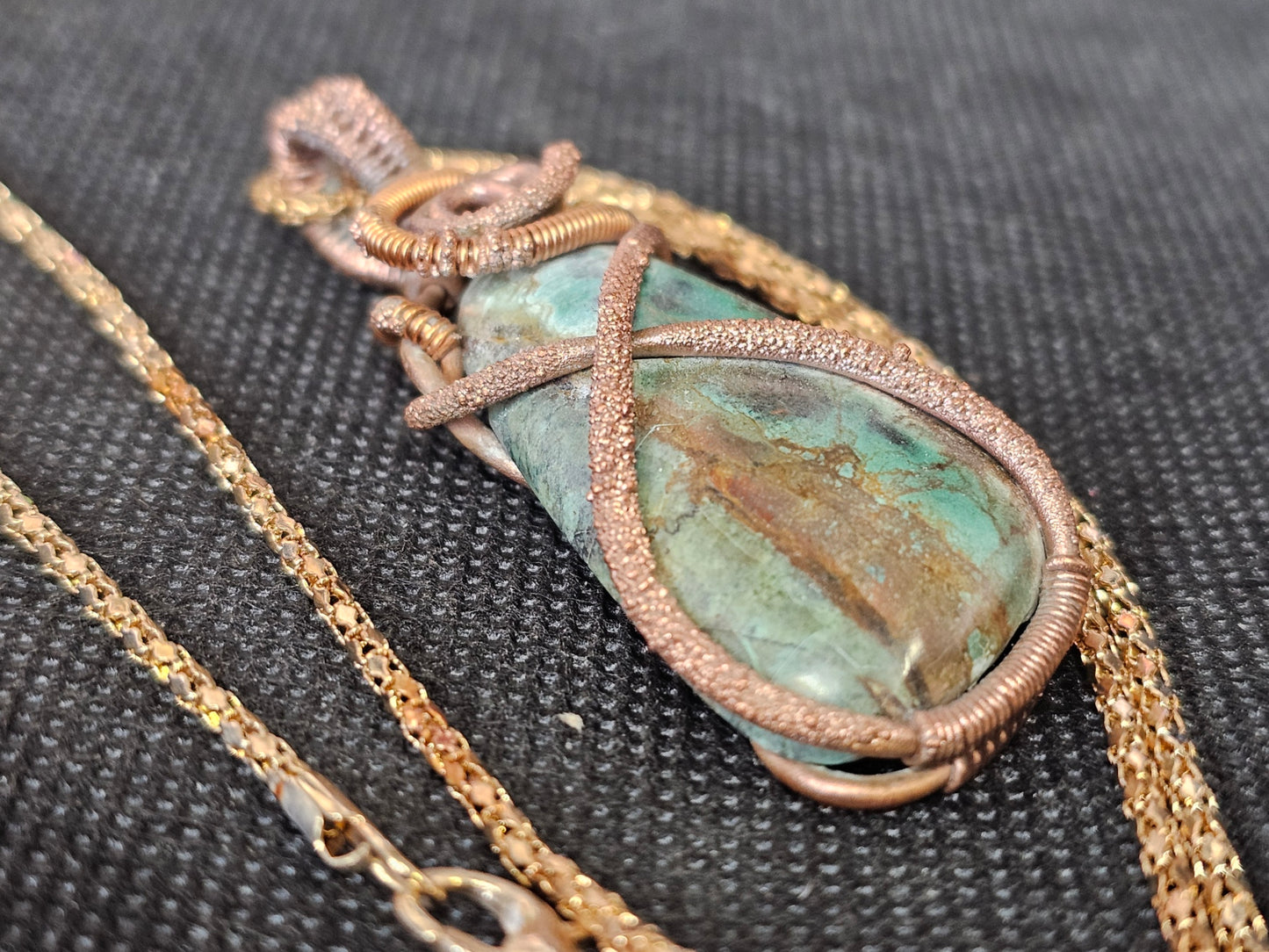 Electroformed Turquoise Copper Wire Wrapped Pendant | Ghost Mountain Minerals