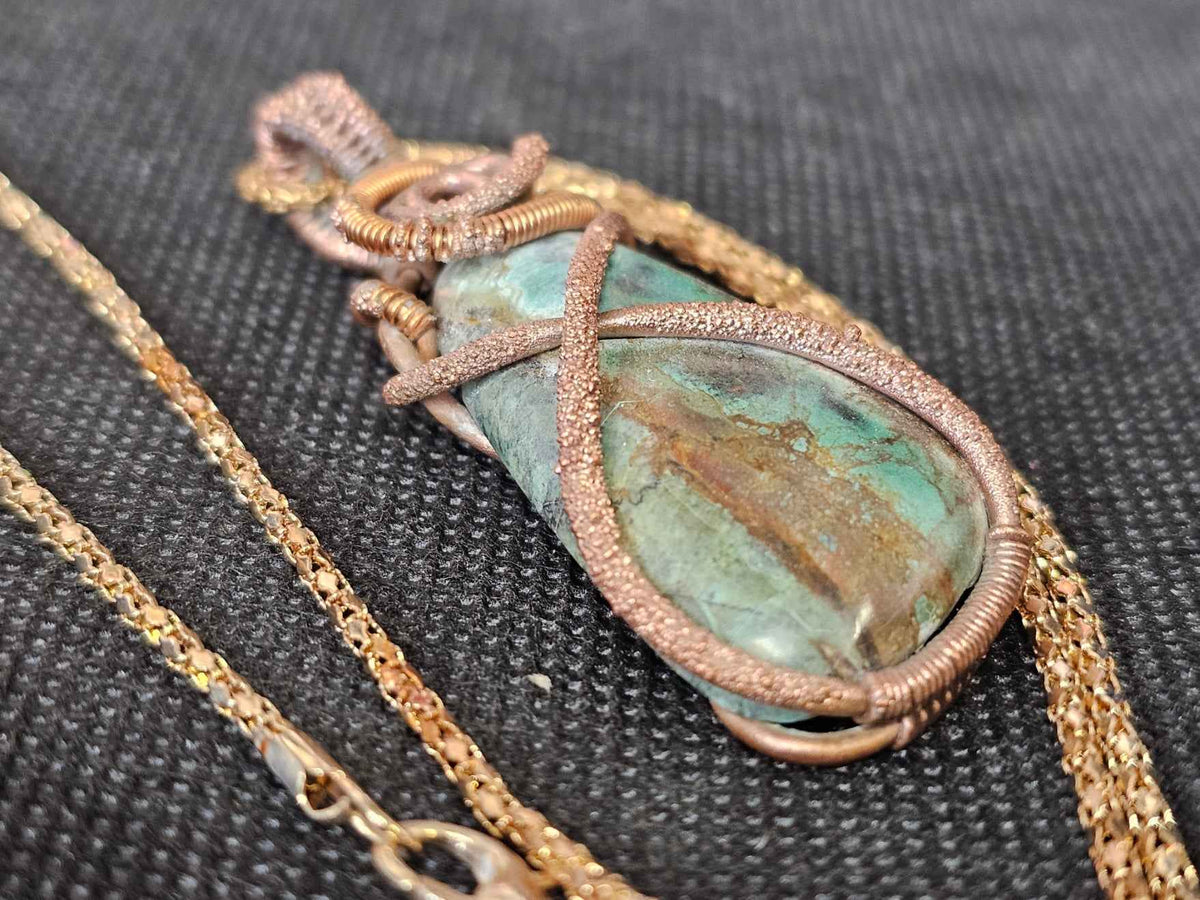 Electroformed Turquoise Copper Wire Wrapped Pendant | Ghost Mountain Minerals