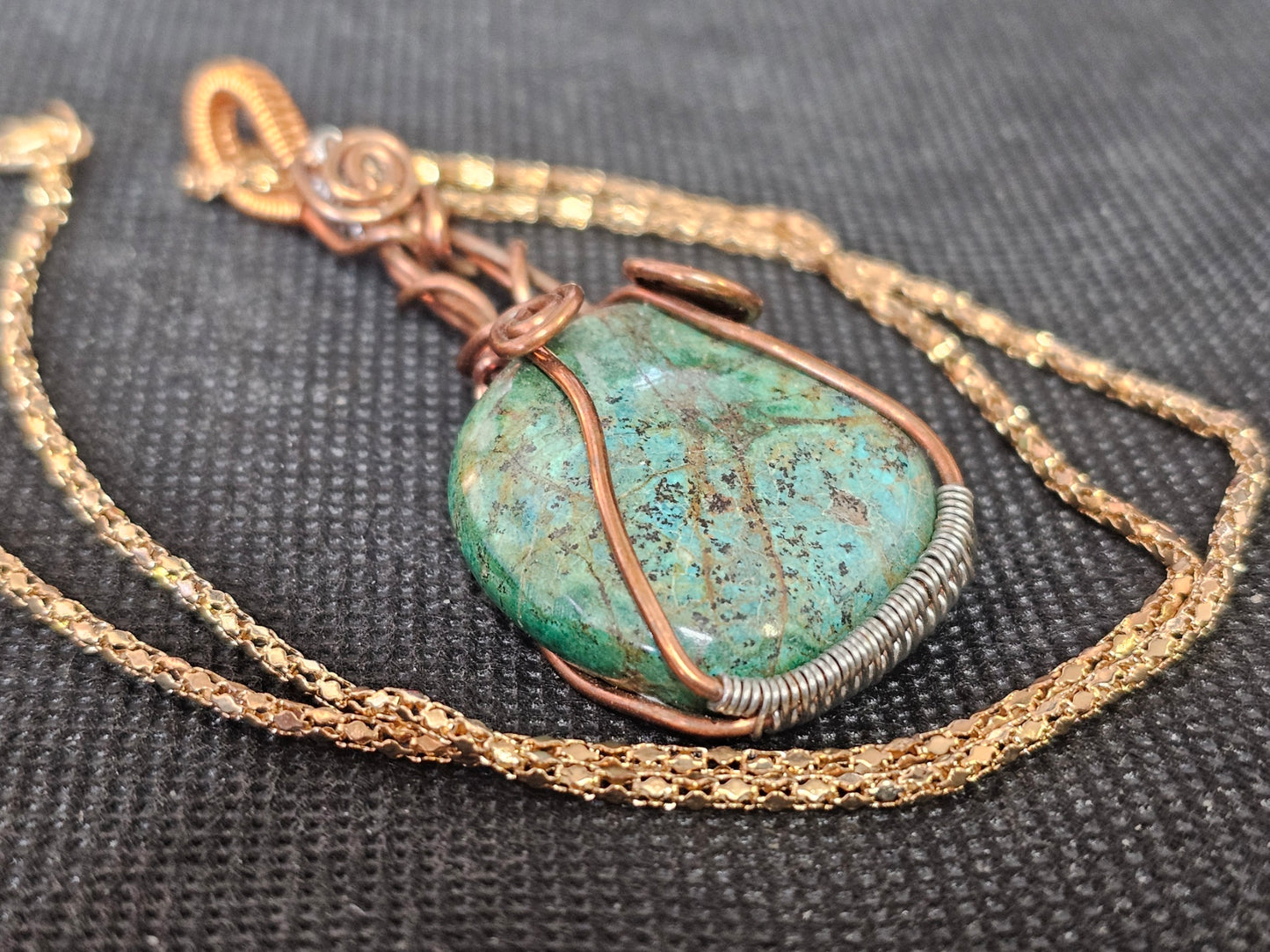 Copper & Silver Wire Wrapped Turquoise Pendant | Ghost Mountain Minerals