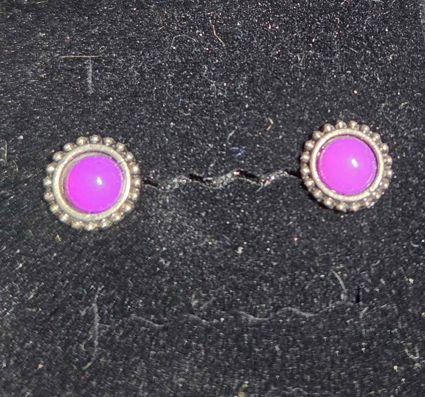 Sterling Silver Round Cabochon Purple Jasper Stud Earrings