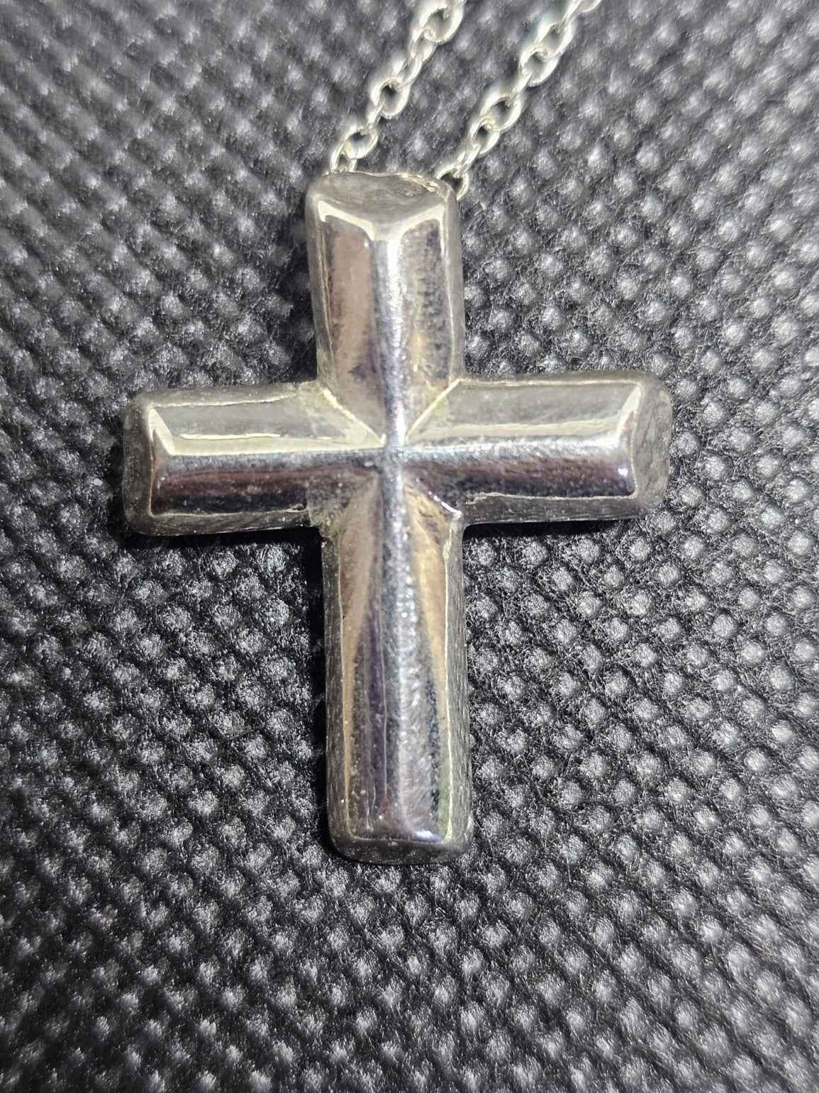 Polished Sterling Silver Cross with Chain Necklace