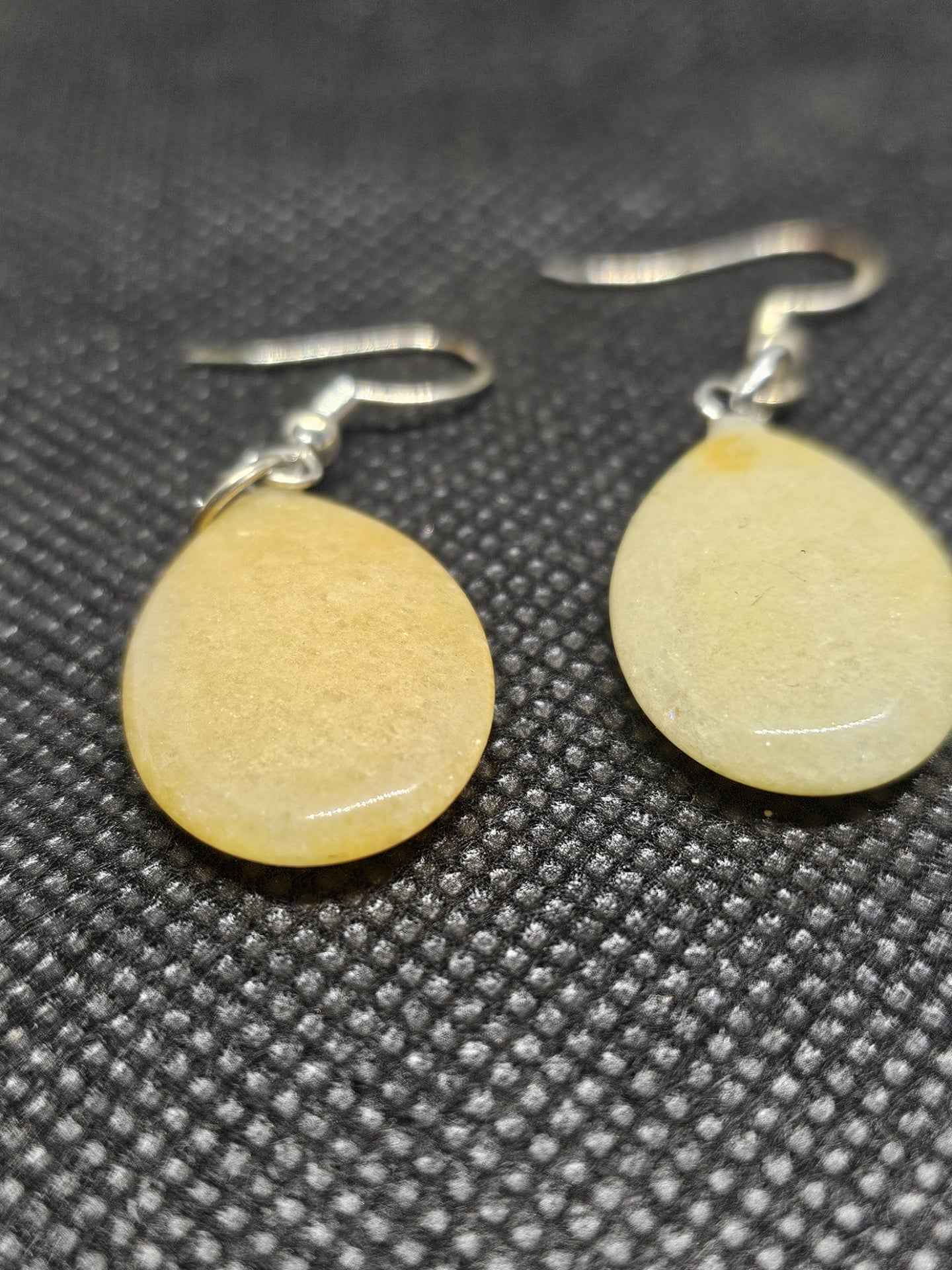 Sterling Silver Polished Cabochon Yellow Aventurine Drop Earrings