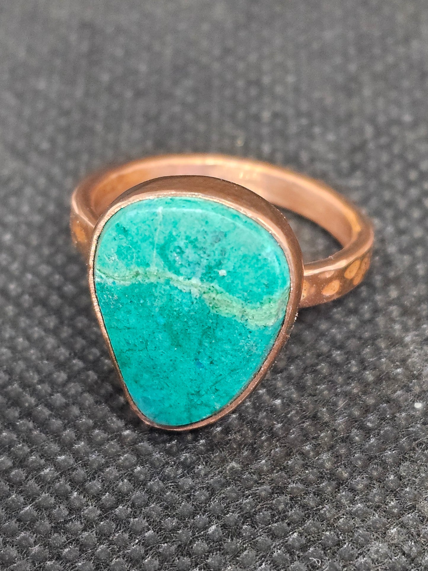 Handmade copper turquoise ring size 8