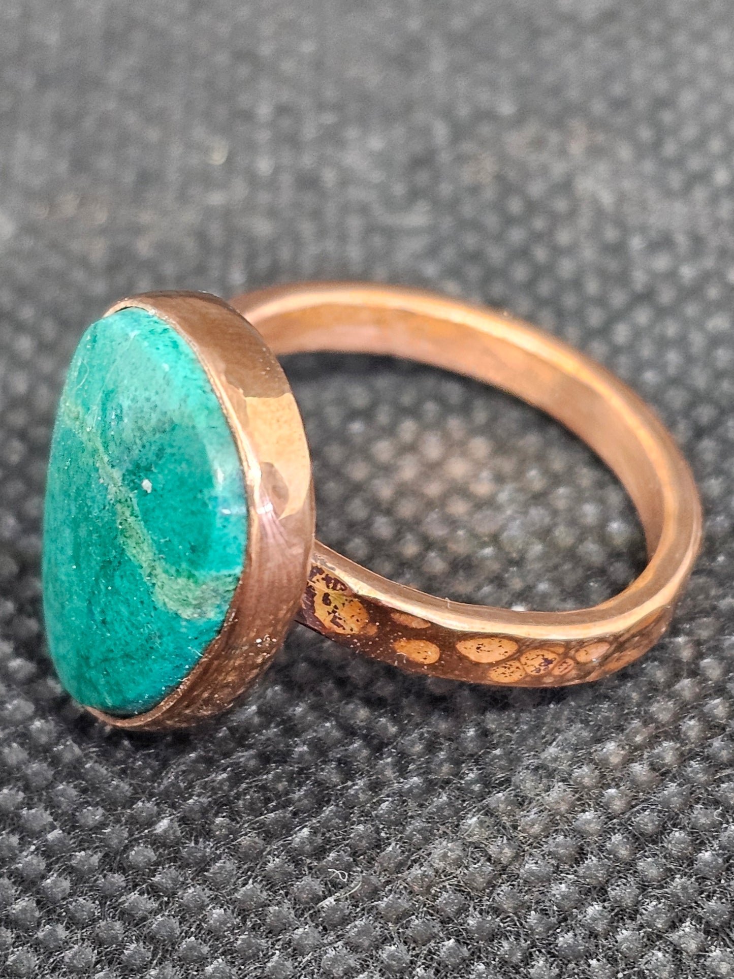Handmade copper turquoise ring size 8