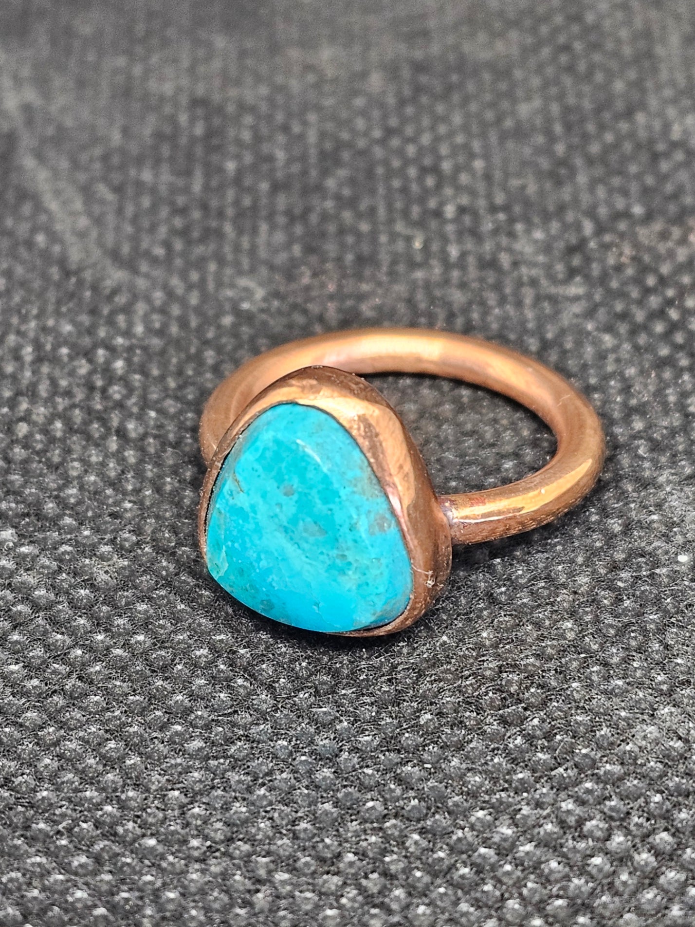 Handmade copper turquoise ring size 6
