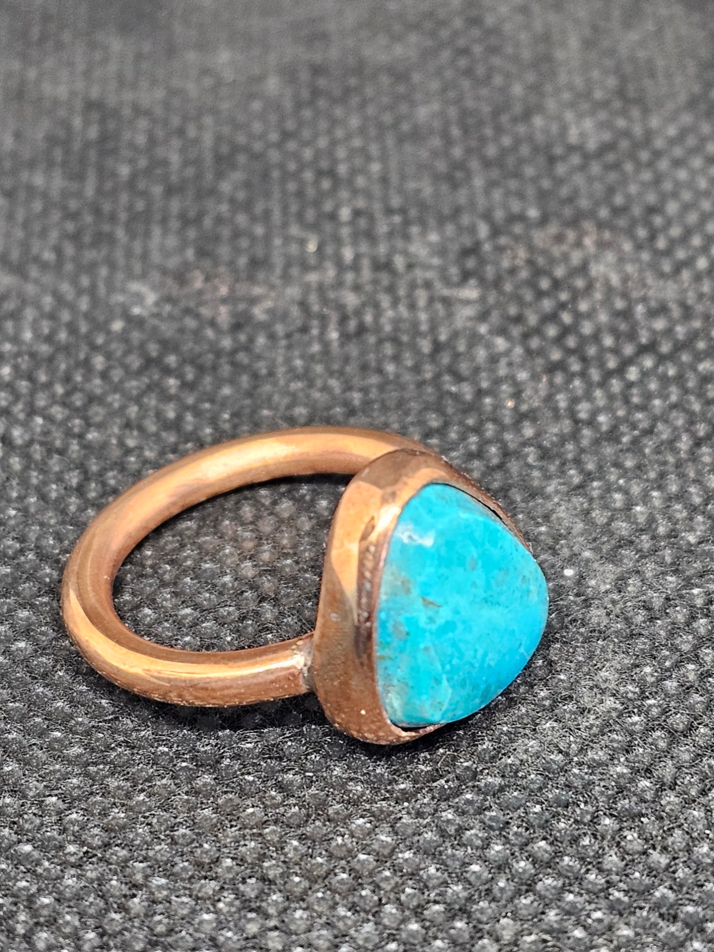 Handmade copper turquoise ring size 6