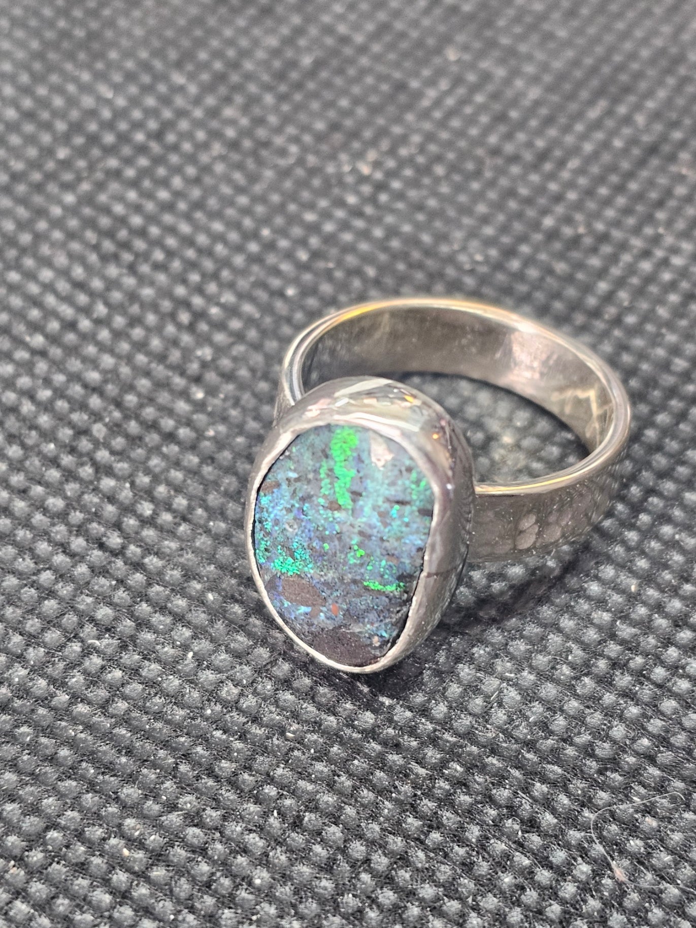 Silver Andamooka opal ring size 8