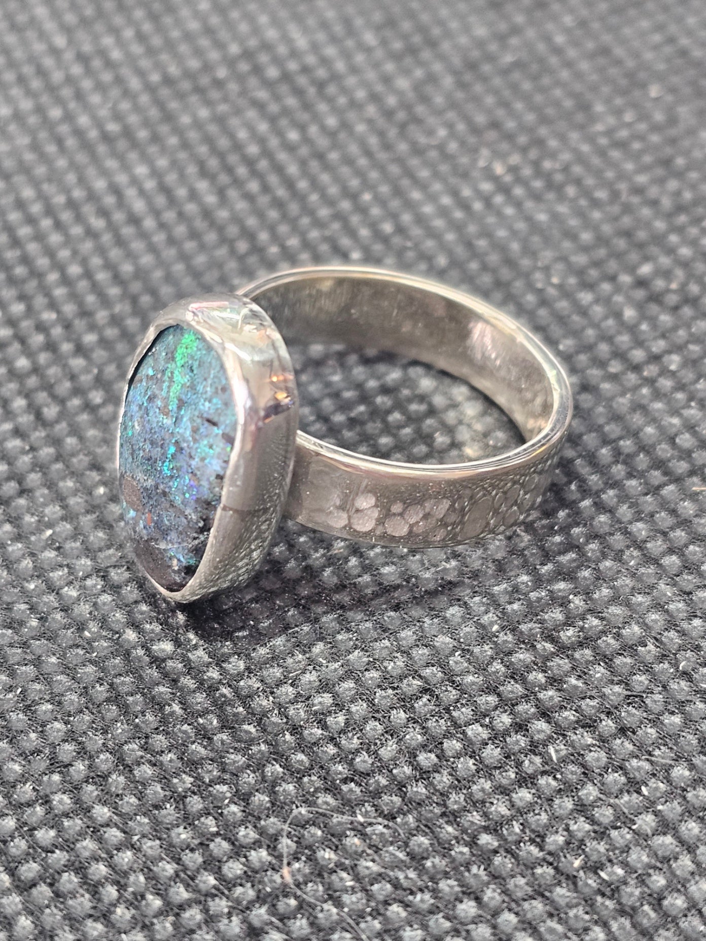 Silver Andamooka opal ring size 8