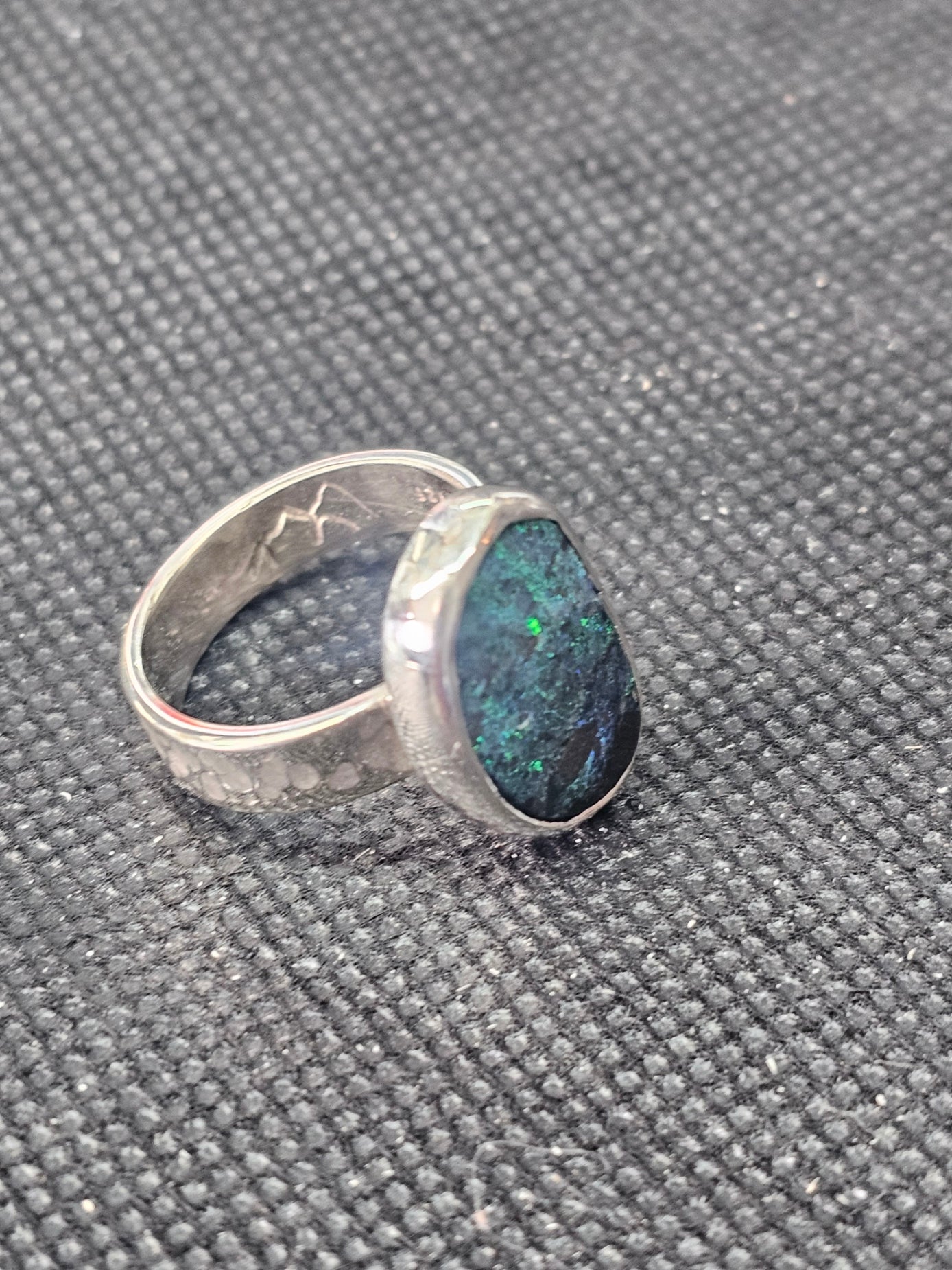 Silver Andamooka opal ring size 8