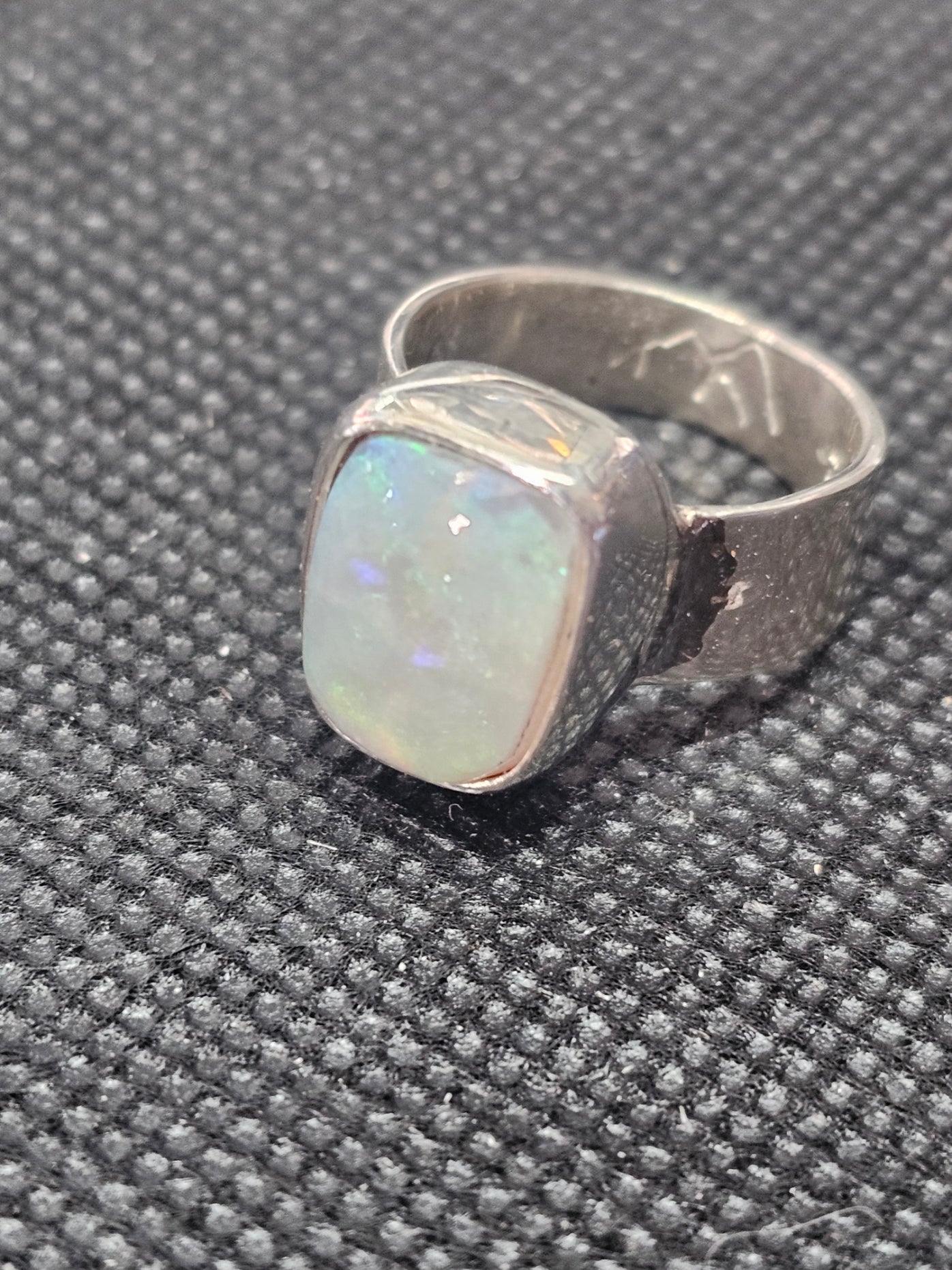 handmade silver lightning ridge opal ring size 6