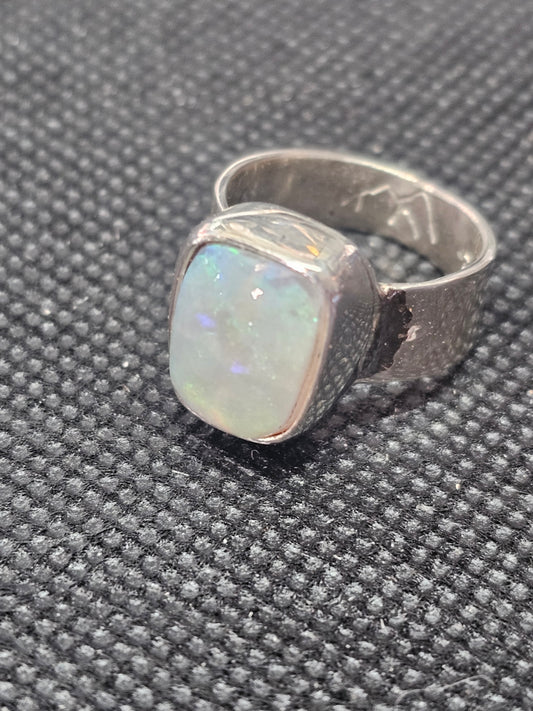 handmade silver lightning ridge opal ring size 6