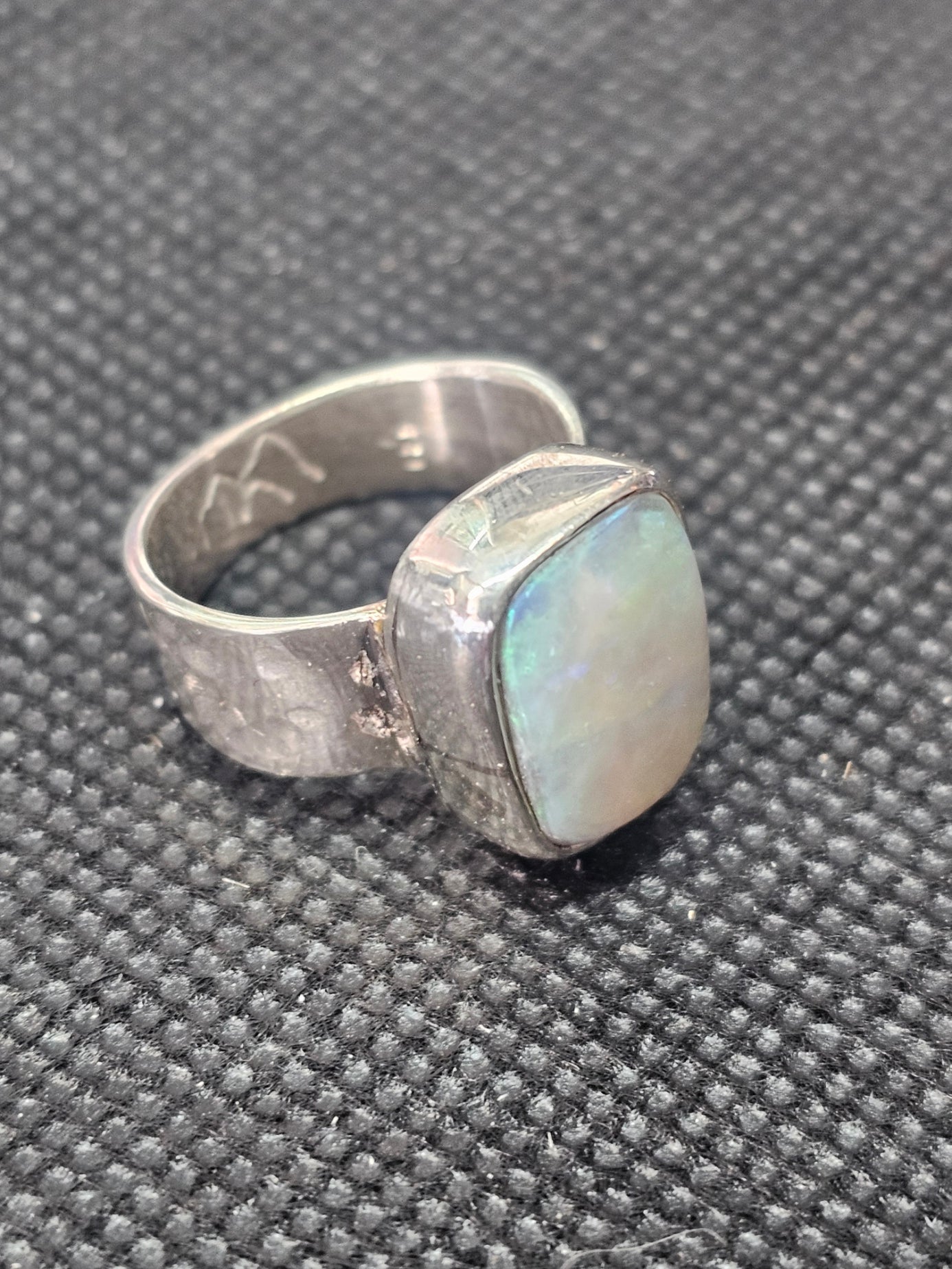 handmade silver lightning ridge opal ring size 6
