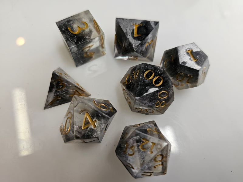 Handcrafted resin DnD dice set The Legend of the Storm King by Ghost Mountain Minerals