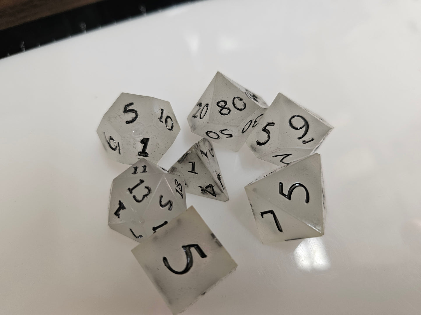 The Legend of the Ghostly Quartz Polyhedral Dice Set