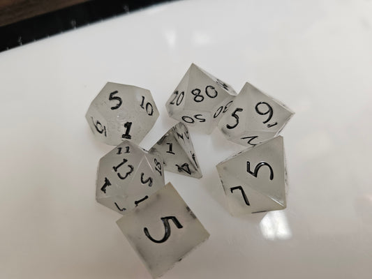 The Legend of the Ghostly Quartz Polyhedral Dice Set