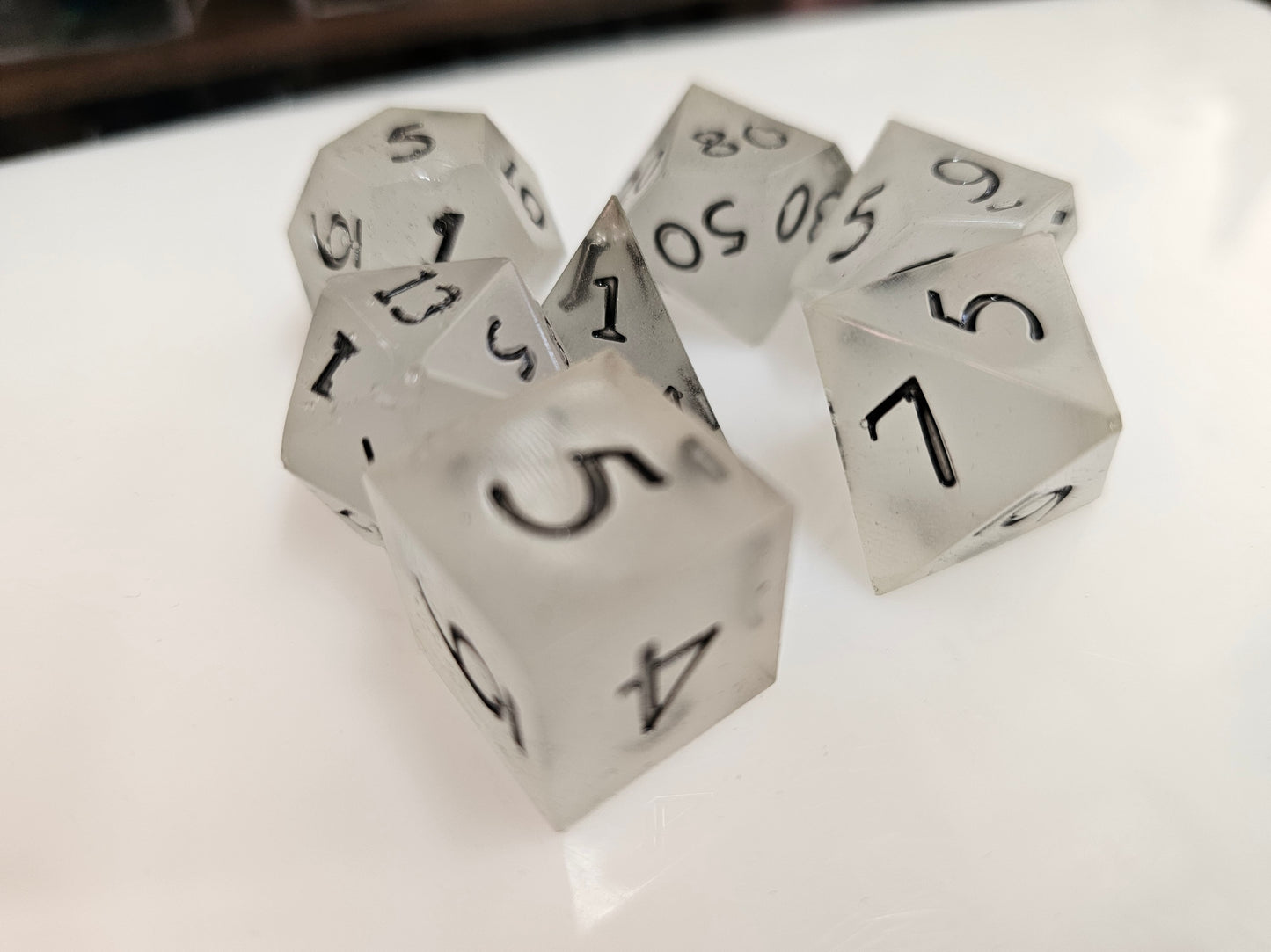The Legend of the Ghostly Quartz Polyhedral Dice Set