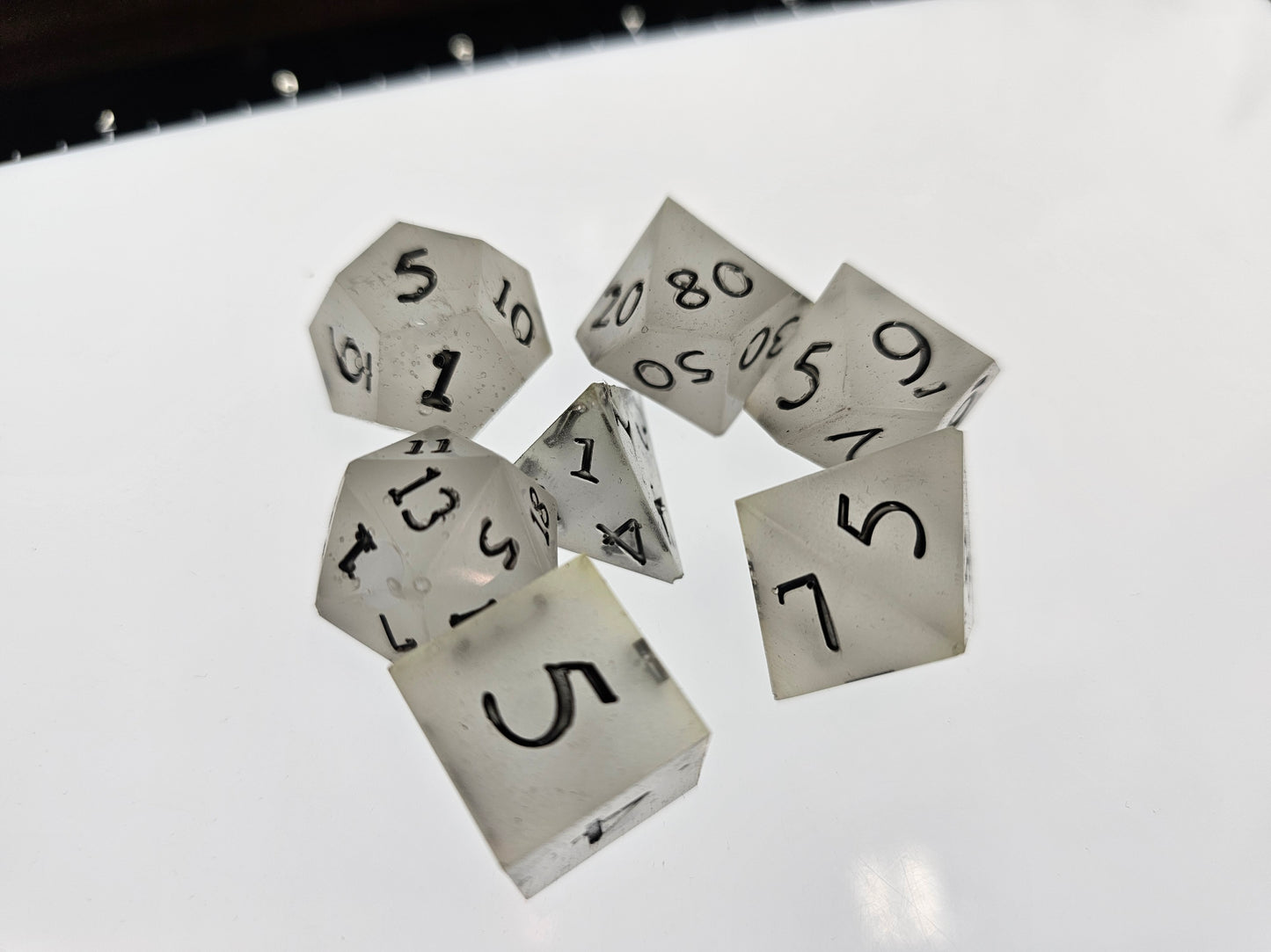 The Legend of the Ghostly Quartz Polyhedral Dice Set