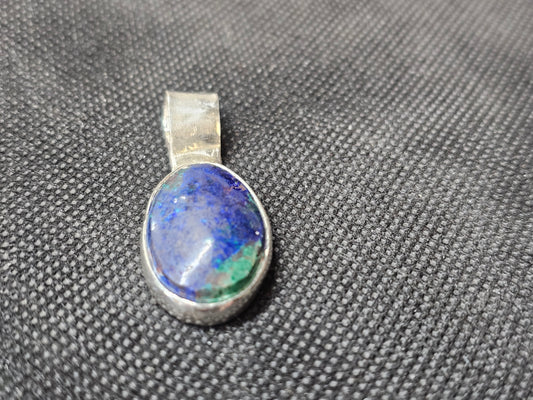 hand crafted silver azurite pendant
