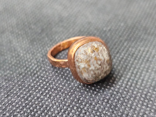 hand crafted copper dinosaur gembone ring size 8