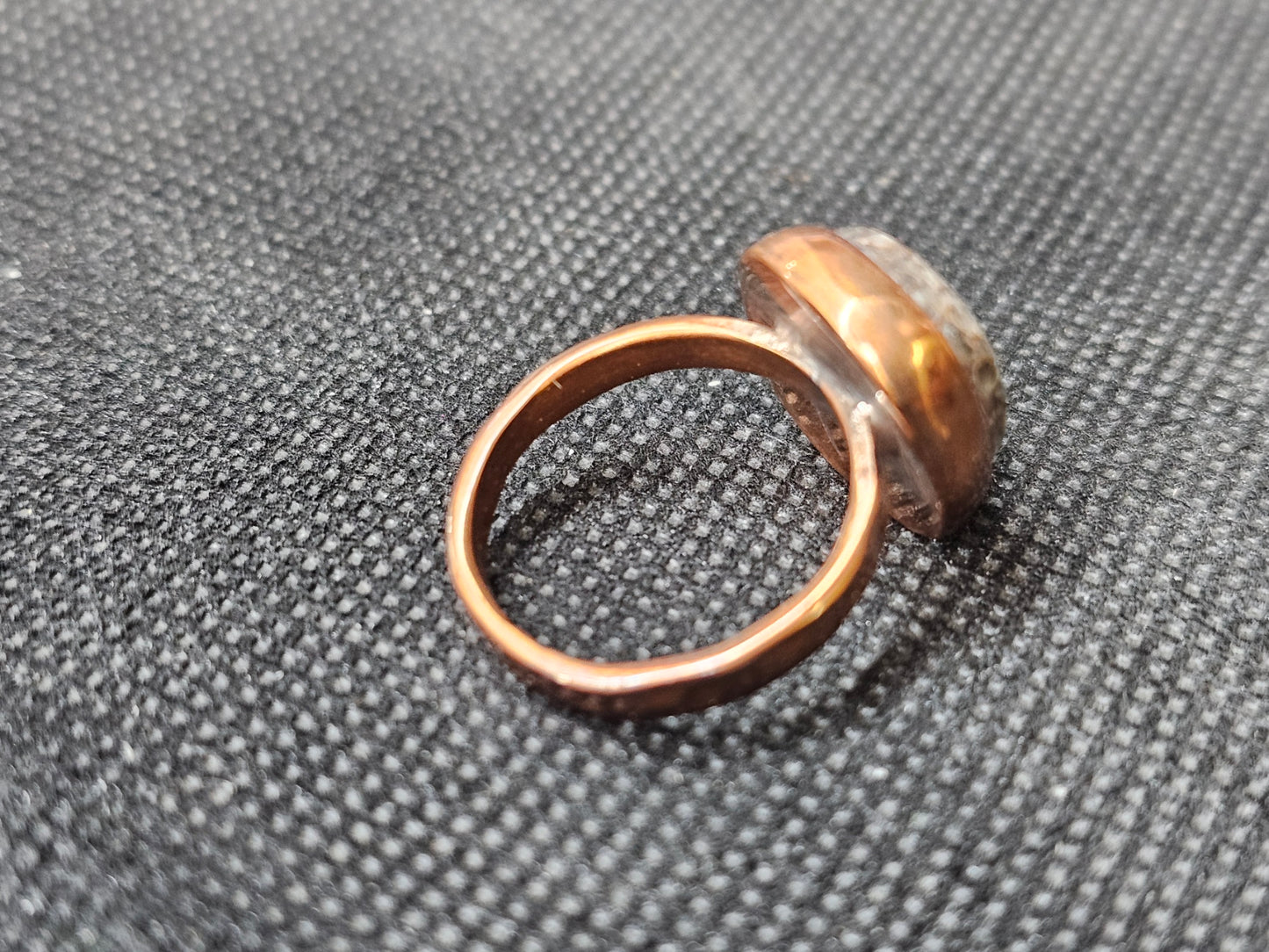 hand crafted copper dinosaur gembone ring size 8
