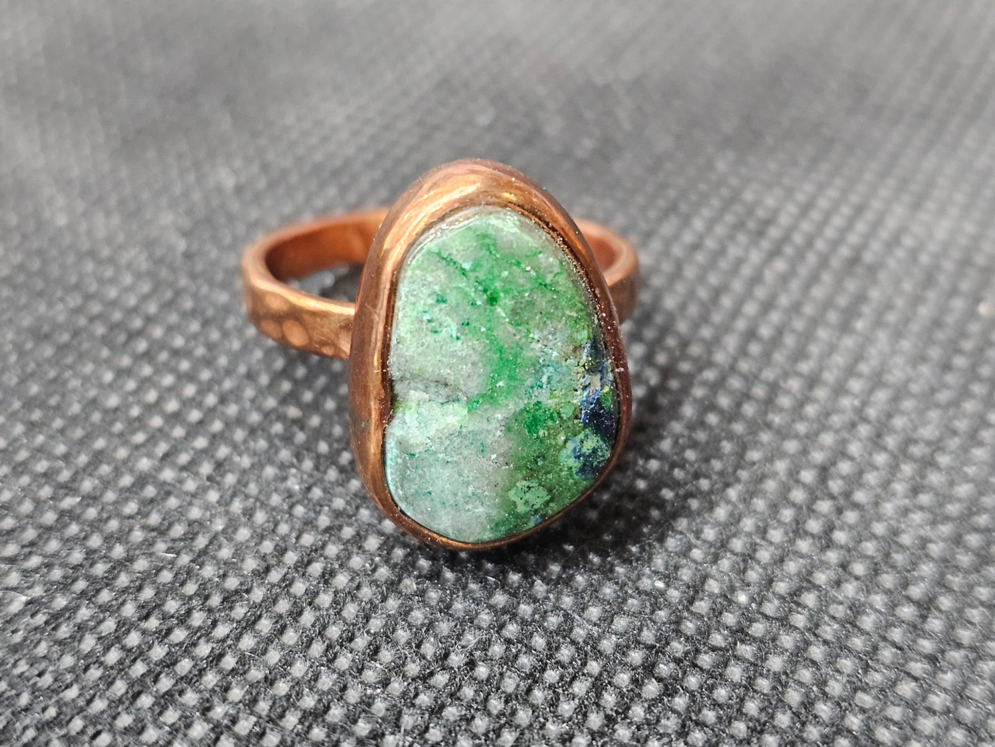 hand crafted azurite chrysocolla ring size 7